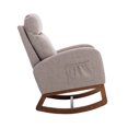 thumbnail image 4 of Rocking Chair Nursery, Modern Glider Rocking Chair with Headrest and Thicken Wood Base, Upholstered Nursing Armchair for Living Room, Bedroom, Grey, 4 of 9