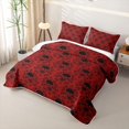 thumbnail image 3 of Homewish Bohemian Skull Skeleton Quilt Full,Vintage Red Damask Full Bedspread Sets,Halloween Duvet,3 Pieces, 3 of 7
