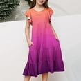 thumbnail image 3 of Kiijoy Girls Flutter Sleeves Tiered Dress Gradient Color Casual A-Line Dress, Sizes 6-7, 3 of 5