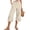 BU21_Khaki, variant on Side Slit Capris for Women Summer Wide Leg Pants Beach Casual Elastiv Wasited Trousers with Pockets Gray L