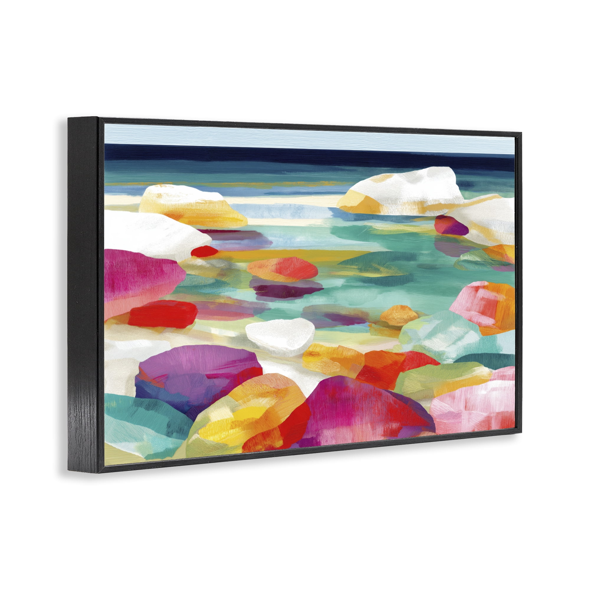 Stupell Industries Vivid Stones By The Shore Black Framed Giclee Art, design by Chromatic Storm Studio