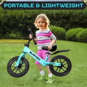 WLRETMCI Kid Balance Bike, 12'' Toddlers Training Bicycle for 2-5 Years Old Boys Girls, Lightweight with Lighting up Wheels, Bule