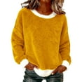 thumbnail image 2 of yillto Women Fleece Tops Crewneck Fuzzy Pullover Loose Sweatshirt Winter Warm Fashion Outfits Clothes, 2 of 4