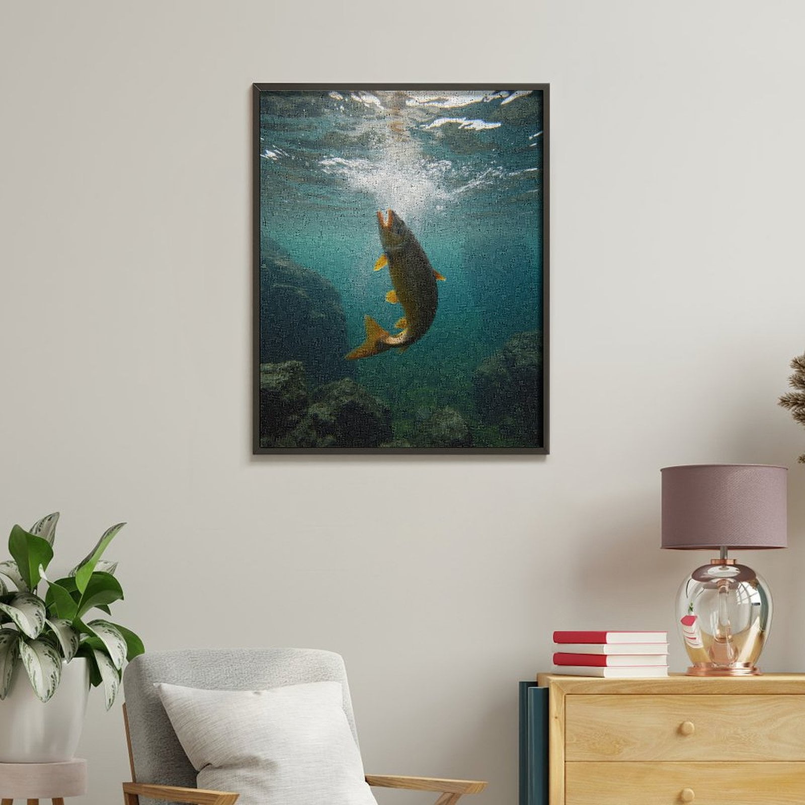Paint By Numbers Kit for Adults Beginner - DIY Fish Underwater Bubbles Rocks Canvas Painting Kits for Adults, Frameless Paint By Number for Adults for Home Wall Decor 16x20 Inch