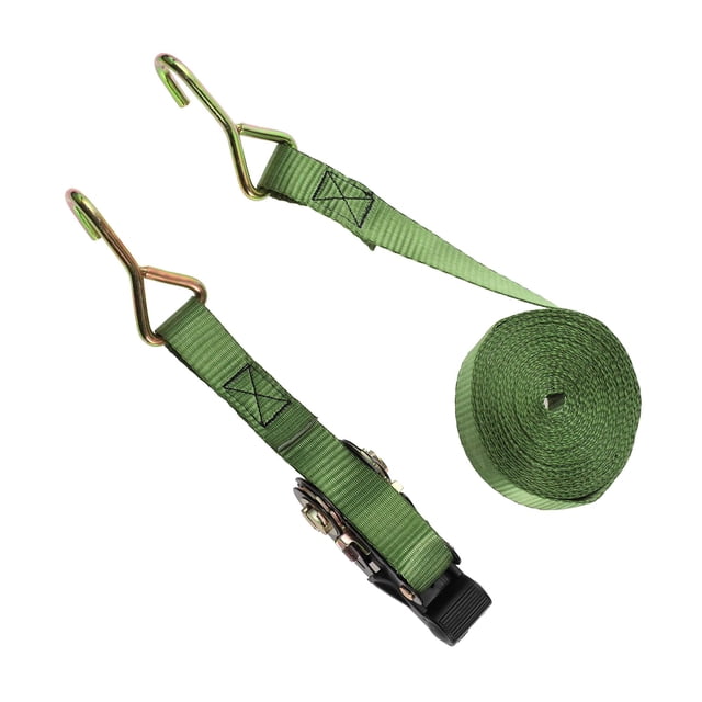 Unique Bargains Sangles d'Attache à Cliquet Réglables 800kg 600cm/236.22 Pouces 1 Ensemble Vert Armée