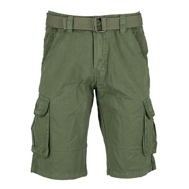 RAW X Mens Belted Cargo Shorts Relaxed Fit Casual Tactical Knee Length