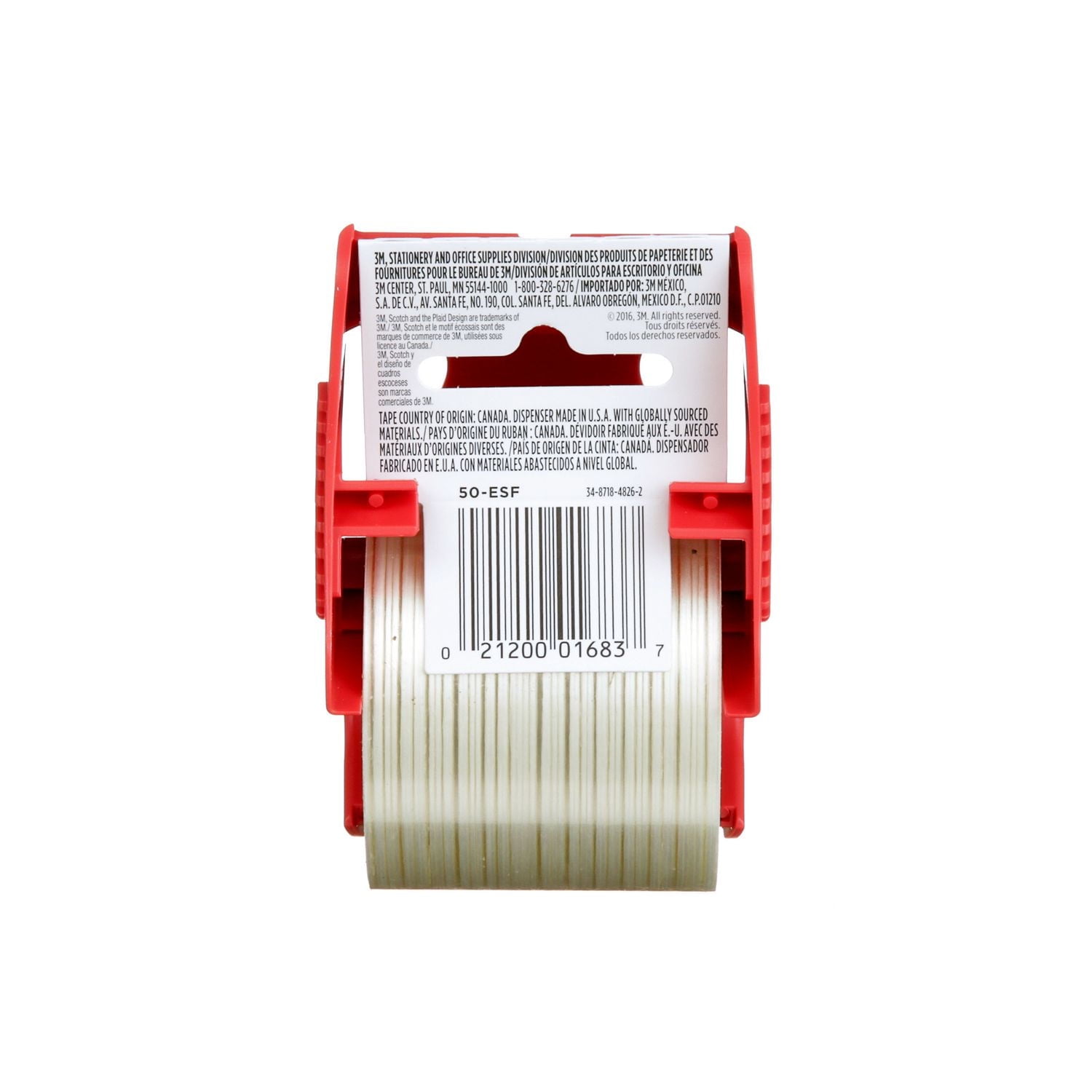 Scotch® Shipping Strapping Tape with Dispenser 50-ESF, Clear, 1 Dispenser/Pack