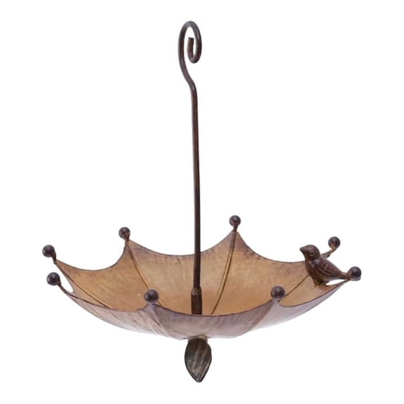 Umbrella-Shaped Metal Hanging Bird Feeder & Bath - Outdoor Bird Trough Tray for Hummingbirds, Bird Drinker/Pond for Garden & Yard