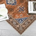 thumbnail image 4 of GlowSol 10'x13' Washable Area Rug Large Vintage Boho Rugs for Living Room Bedroom Floral Print Distressed Carpet Stain Resistant Low Pile Rug, Orange, 4 of 7