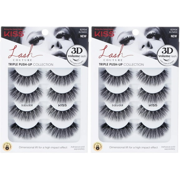 Muñeca KISS con triple flexión de pestañas postizas, 8 pares