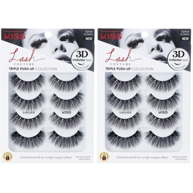 Muñeca KISS con triple flexión de pestañas postizas, 8 pares
