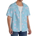 thumbnail image 2 of PAYOHTO Pink Blue Floral Bloom Mens Hawaiian Casual Short-sleeved Shirt Tropical Summer Beach Button Down Shirts, 2 of 7