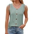 thumbnail image 6 of aidice Women's Tank Tops Sleeveless Crewneck Button Loose Tops Summer Casual Vacation Beach Tanks, 6 of 7