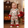 thumbnail image 3 of Cjfdfy Newborn Baby Girl Christmas Satin Pajamas Romper Santa Claus Printed Long Sleeve Furry Trim Jumpsuit Infant Cute Christmas Holiday Fall Winter Sleepwear 0-18 Months, 3 of 9