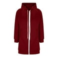 thumbnail image 4 of larppty Long Hoodies for Women Zip Up Double Zipper Fleece Jacket Tunic Sweatshirts Fall Winter Fashion Clothes Wine, L, 4 of 4