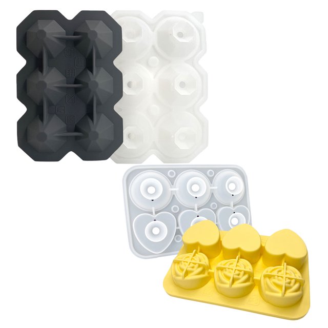 Bandejas para cubitos de hielo, moldes para bandejas de hielo para hacer varias formas de hielo para whisky, reutilizables, paquete de 2