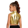 thumbnail image 2 of TiaoBug Shiny Sequin Crop Tops for Girls Hip-hop Dance Vest 70s Disco Party Stage Performance Outfit Gold 8, 2 of 7