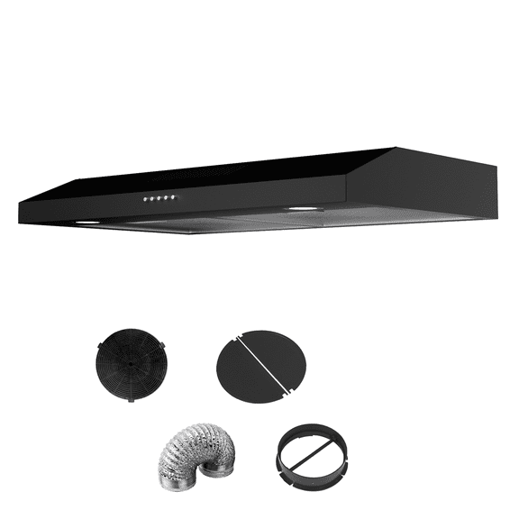 GRACEALL 30 inch Under Cabinet Range Hood, 300 CFM Kitchen Vent Hood with 3-Speed Fan,LED Lighting, Convertible Ducted/Ductless, Exhaust Fan For Kitchen