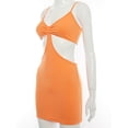 thumbnail image 3 of SAYOO Vestido de tirantes de color liso para mujer, falda adelgazante con cintura hueca y cuello bajo SAYOO  Sexy, 3 of 8