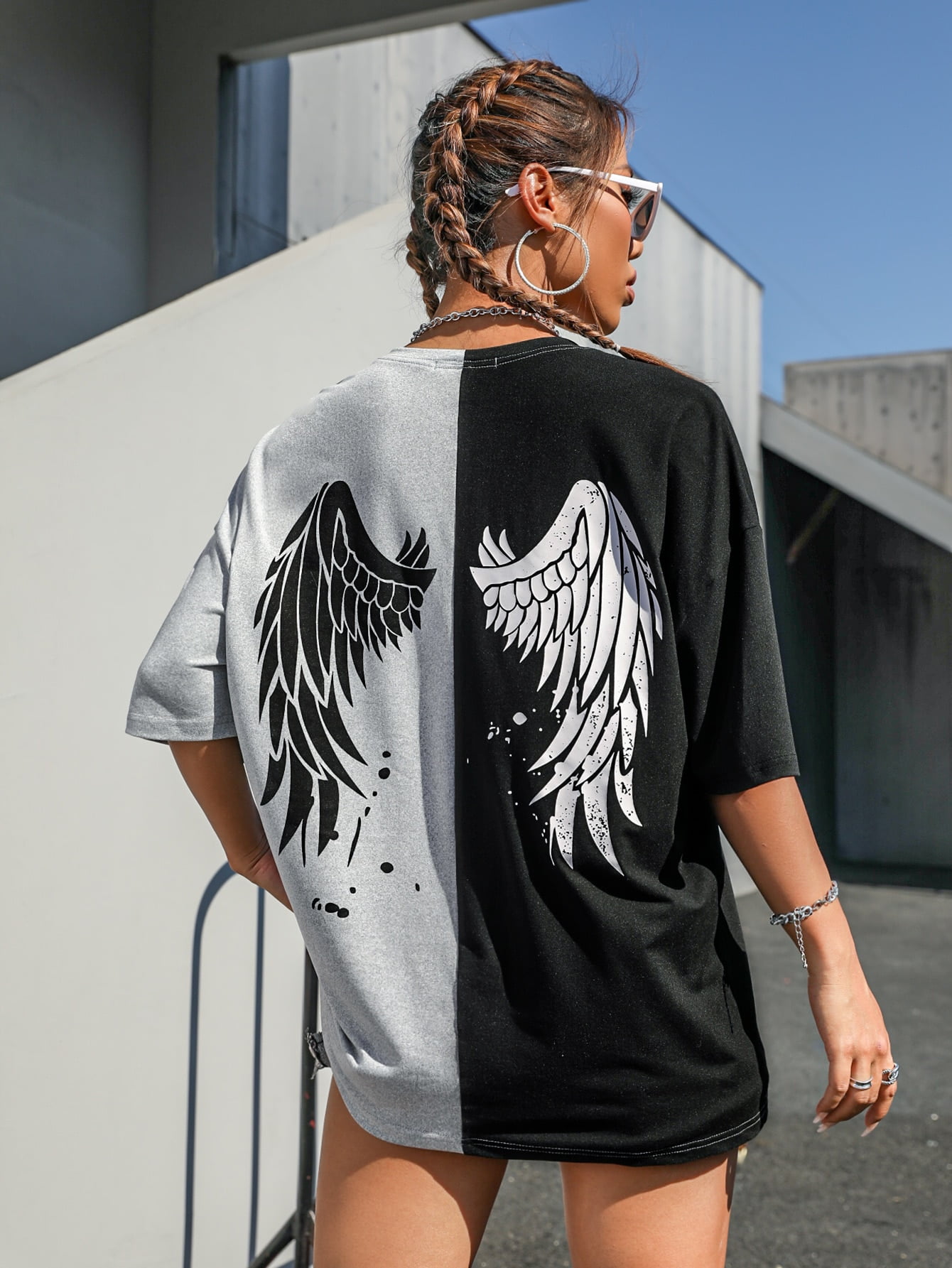 Tone Wing Print Longline Tee 