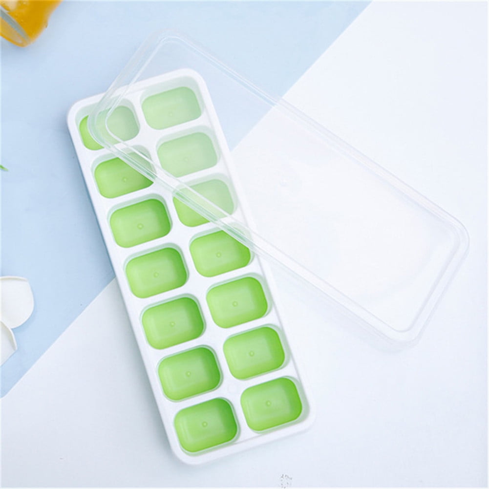 3 Pack Silicone Ice Trays with Lid BPA Free Flexible 14 Cubes Molds