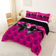 thumbnail image 2 of Manfei Cute Black Bow Full Size Comforter Sets,Rustic Western Damask Bedding Comforter Set,Black Reversible,3-Piece,1 Comforter and 2 Pillowcases, 2 of 7