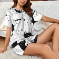 thumbnail image 4 of Wukai Doodle Cute Cat Women's Pajama Set,Short-Sleeve Top and Shorts with Elastic Waistband and Pockets for Loungewear, Yoga, and Casual Wear-XX-Large, 4 of 8