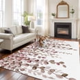 thumbnail image 2 of Rectangle Area Rugs 8 x 10 Ft, Brown Eucalyptus Leaves Non-Slip Residential Carpet, Spring Leaves Plants Country Indoor Crawling Mats Runner Rugs for Living Room/Dining Room/Bedroom, 2 of 8