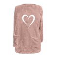 thumbnail image 4 of Darzheoy Womens Tops Fall Winter Drop Shoulder Long Sleeve Plus Size Solid Color Graphic Sweatshirts Pocket Plush Thickened Printed Round Neck Casual Blouses, 4 of 4