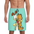 thumbnail image 1 of Custom Print Men Manga Garfields Cartoon Anime Cat Pattern Pajama Bottoms Sleepwear Pjs Sleep Shorts with Pockets, 1 of 7