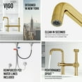 thumbnail image 6 of VIGO Cass Single-Handle High-Arc Widespread Bridge Kitchen Faucet with Pull-Out Side Sprayer in Matte Brushed Gold-VG02050MG, 6 of 17