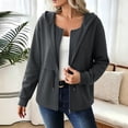 thumbnail image 2 of Womens Zip Up Hoodies Solid Color Long Sleeve Casual Sweatshirt Drawstring Waist Comfy Lightweight Sweatshirts with Pocket Fall Clothes, 2 of 7