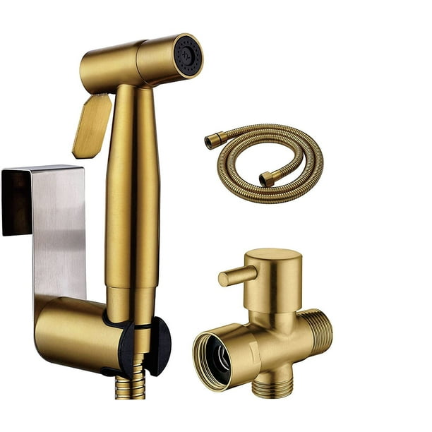 Handheld Bidet Sprayer For Bathroom Toilet Jet Spray Seat Warm Water Portable Stainless Steel Brushed Gold Easy To Install Adjustable Pressure Control Personal Hygiene Bathing Pets Com Handheld Bidet Sprayer For Bathroom, Hand Held Warm Water Bidet Sprayer