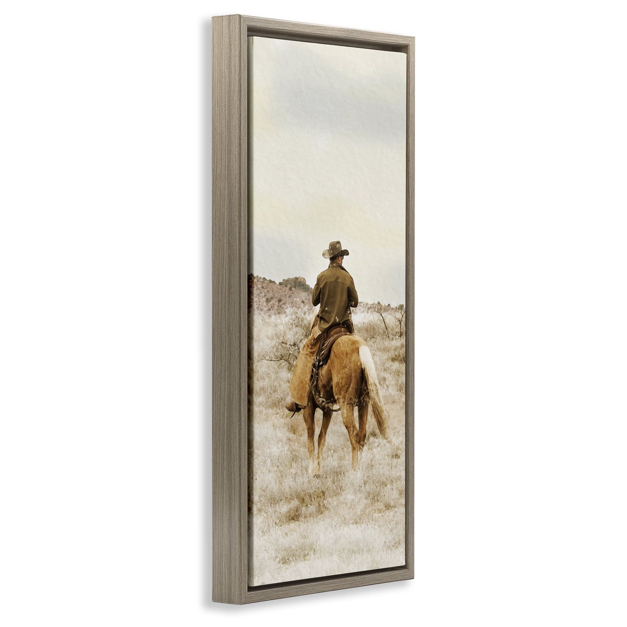 Stupell Industries Wild Wrangling Cowboy Brown Framed Floater Canvas Wall Art, design by Marcus Prime