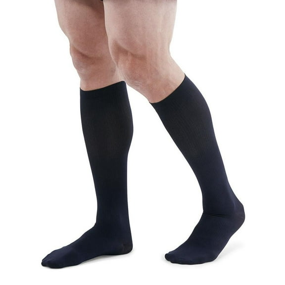 mediven for men classic 15-20 mmHg Calf High Closed Toe Compression Stockings, Navy, II-Tall
