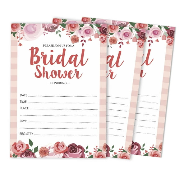 Inkdotpot 30 Bridal Shower InvitationsFloralWedding Fill-In Style Invites Blank Invites