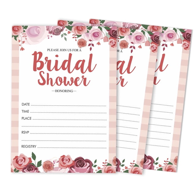 Inkdotpot 30 Invitations de Douche Nuptiale Invitations de Mariage Florales Style à Remplir Invitations Vierges