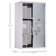 thumbnail image 3 of Living Room Cabinets kleankin Wall Mounted Medicine Cabinet, Locking Wall Cabinet with 3 Tier Shelves, Stainless Steel Frame and Glass Door, Lockable with 2 Keys, Silver, 12" x 20",Metal Cabinets, 3 of 8