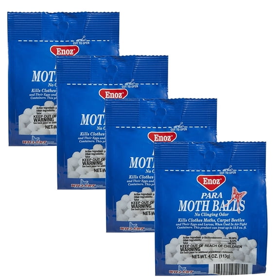 Enoz Original 4-Pack Moth Balls, 4 oz Each, EPA Approved for Moth Protection