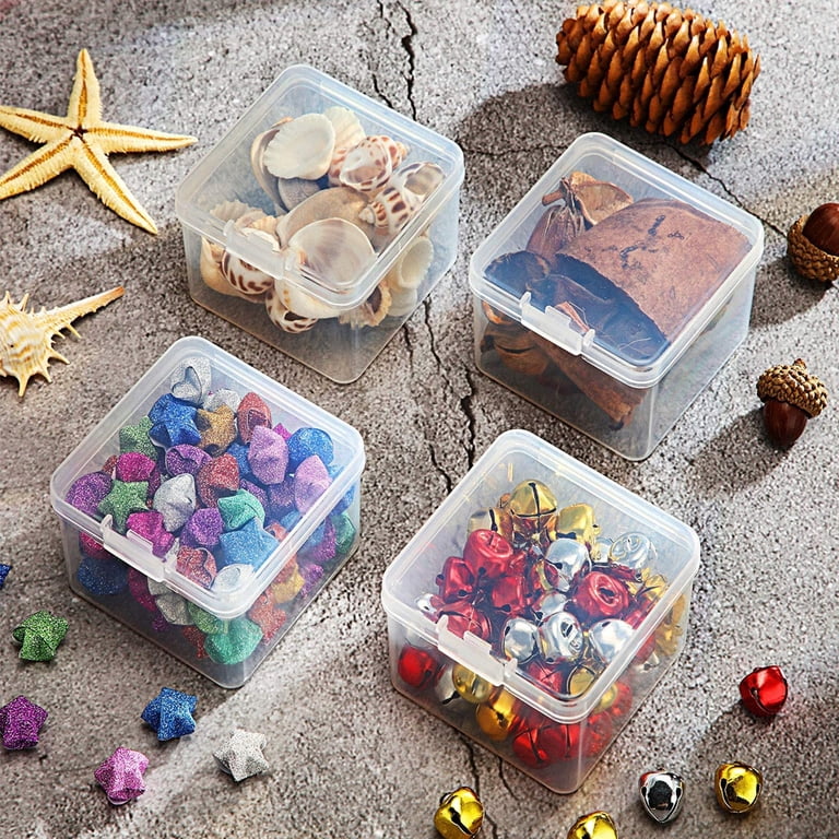 Transparent plastic box with lid for storage, 35*35*35mm, 8 pieces