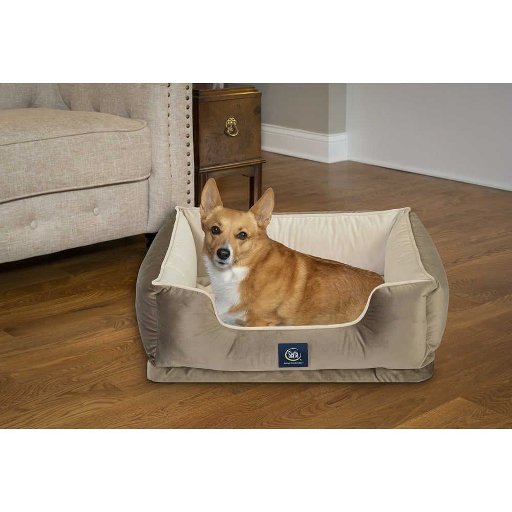 Serta Ortho Cuddler Pet Dog Bed, Large, 34"x24", Brown