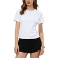 thumbnail image 7 of FAHXNVB Women Ruffled Mini Skirts High Waisted Ruffle Hem Tiered Athletic Skirts Summer Loose Fit Lightweight Tennis Soft Comfort Skirts, 7 of 7