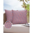 thumbnail image 6 of Pack of 2 Outdoor Pillow Covers, Red Blue Plaid Woven Bag Color Waterproof Square Throw Pillowcase Cushion Decorative Pillow Covers for Couch Patio Tent, 24x24 in, 6 of 6