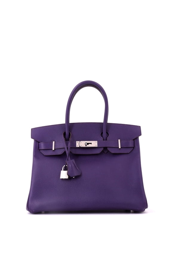 Pre-Owned Birkin Handbag Iris Epsom with Palladium Hardware 30 By Rebag