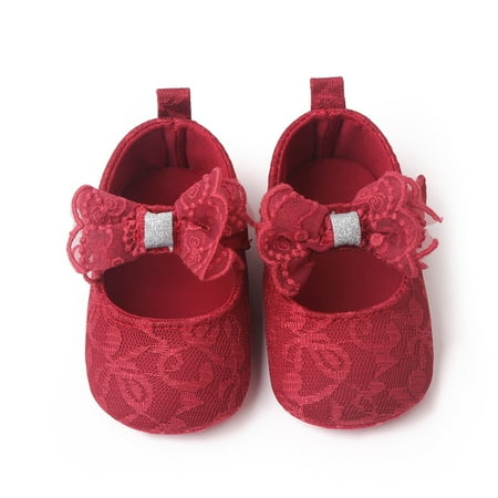 

Sunisery Infant Baby Girls Shoes Non-Slip Soft Soled Lace Bowknot Flats Toddler First Walker Spring Autumn Princess Shoes