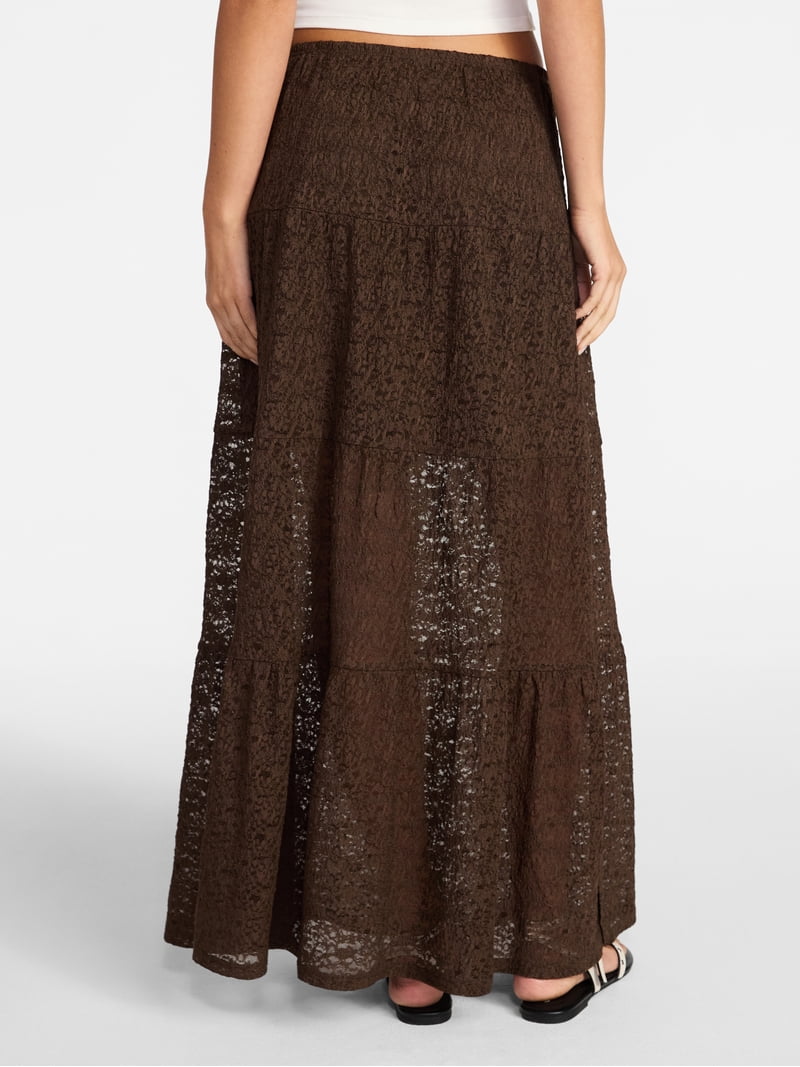 No Boundaries Lace Tiered Maxi Skirt, Women's XXS-XXL - Walmart.com