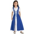 thumbnail image 6 of Aislor Kids Girls Renaissance Ball Gown Gothic Medieval Costume Maxi Dress Halloween Cosplay Age 6-16 Blue 8, 6 of 7