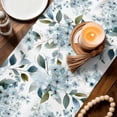 thumbnail image 3 of Watercolor Flowers Table Runner - 48 Inch Long Spring Floral Leaves Botanical Blue Cotton and Linen Blended Dress Scarves Farmhouse Table Runner for Kitchen Dining, Coffee Table, 13" x 48", 3 of 8