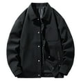 thumbnail image 2 of uublik Mens Corduroy Jacket Casual Fashion Loose Long Sleeve Pocket Button Cardigan Coat Black, 2 of 5