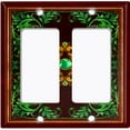 thumbnail image 6 of Metal Light Switch Plate Cover Elegant Maroon Green Leaf Damask Frame FRA027, 6 of 13